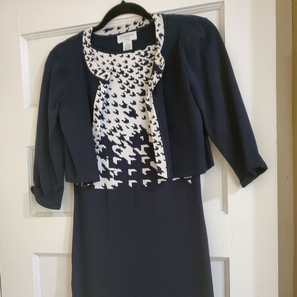 Carmen Marc Valvo two piece knit dress with bolero